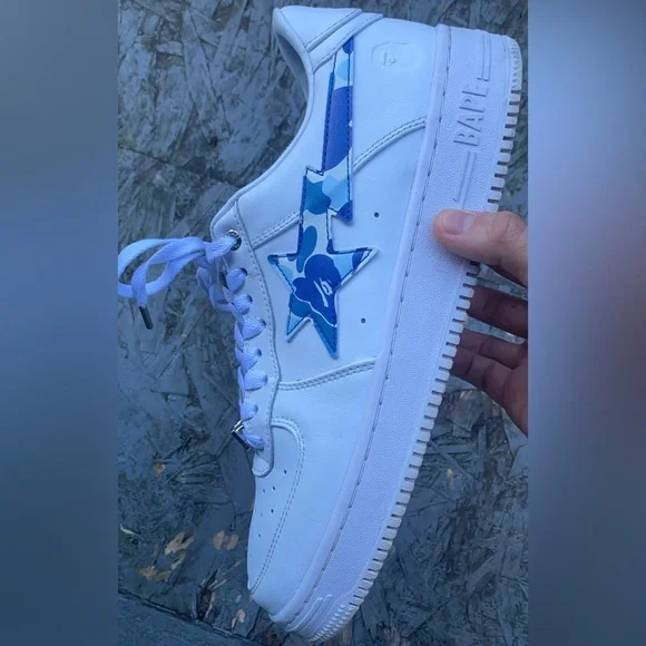 BAPESTAS Nike Airforce collab x Bape baby blues The latest release from A Bathing Ape, the Bapesta OS #3, is  main image 2